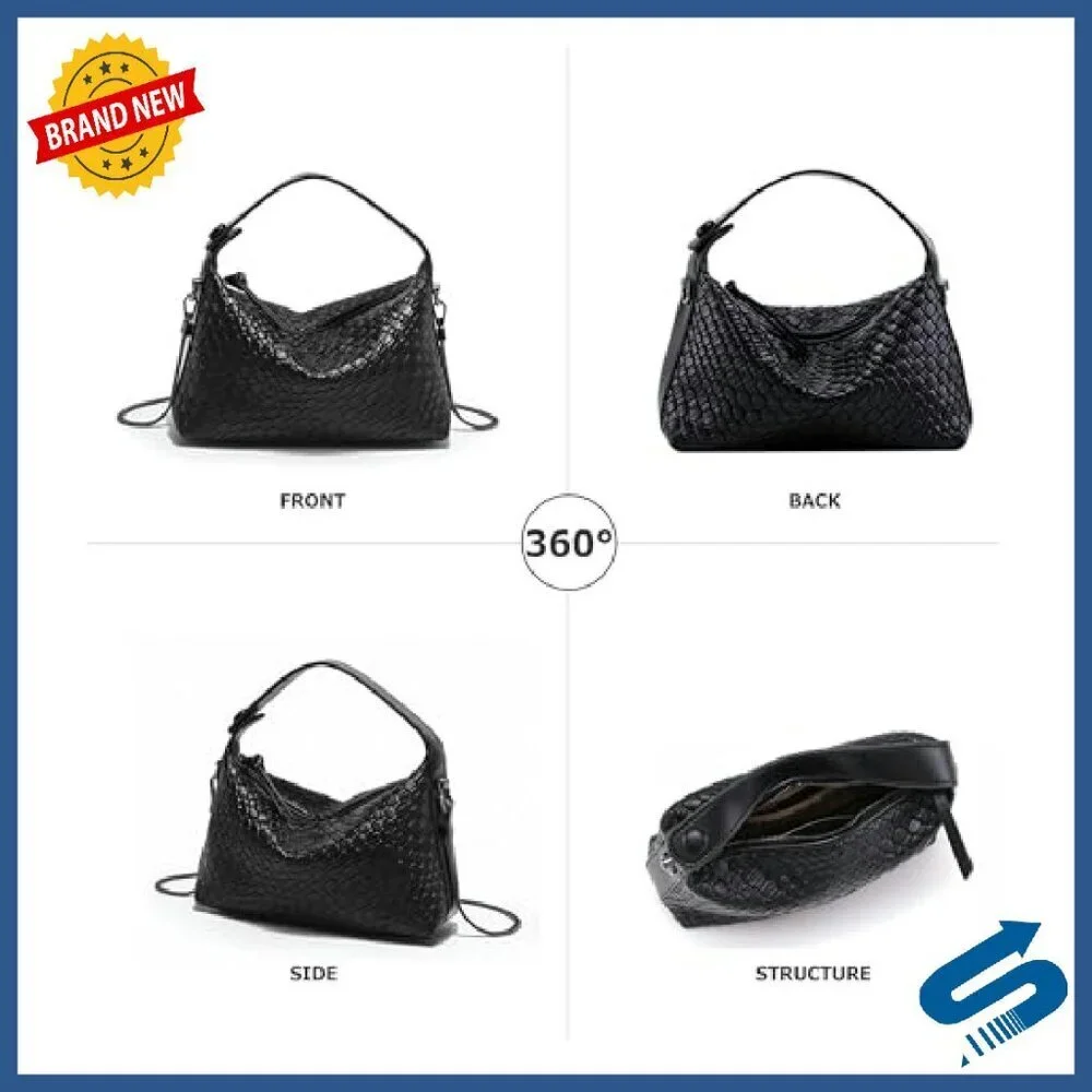 Vegan Leather Hobo Tote with Detachable Chain Crossbody Shoulder Bag